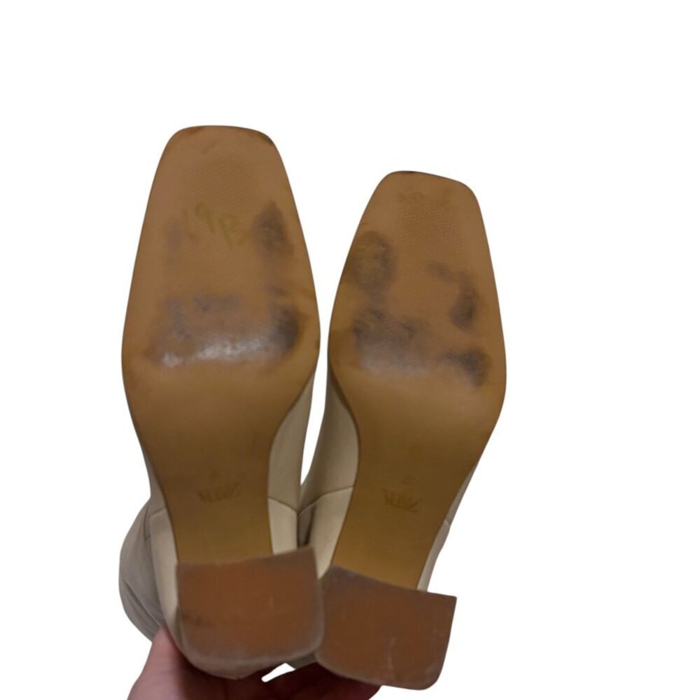 Zara Knee High Leather Boots US 6.5 EU 37 Capsule Go Go Cream Blogger Fave - Picture 7 of 12